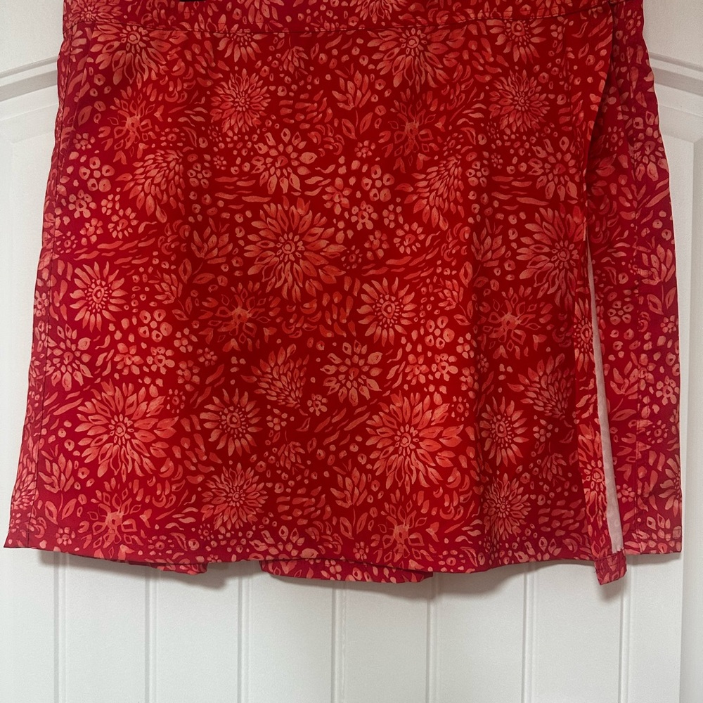 Ripskirt Length 2 Red Floral Print Women’s Skirt